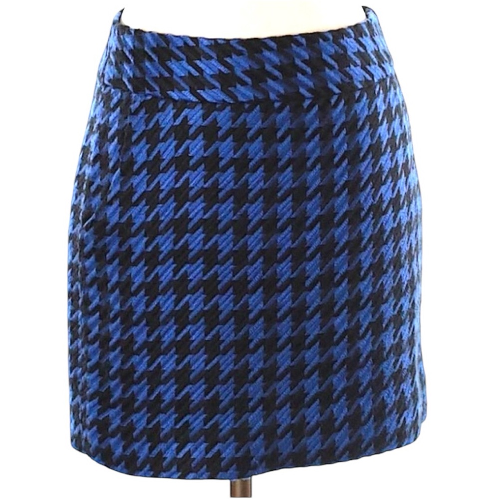 The Limited Blue Houndstooth Mini Skirt NWOT sz 2